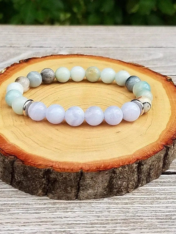 Blue Lace Agate & Amazonite Anxiety Soothing Bracelet | Brahmatells by Brahmatells