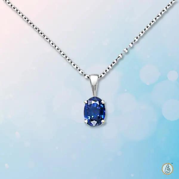 Blue Sapphire Oval Pendant: Saturn's Elegance | Brahmatells by Brahmatells