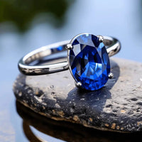 Blue Sapphire Oval Ring - Saturn's Elegance | Brahmatells by Brahmatells