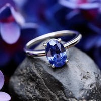 Blue Sapphire Oval Ring - Saturn's Elegance | Brahmatells by Brahmatells