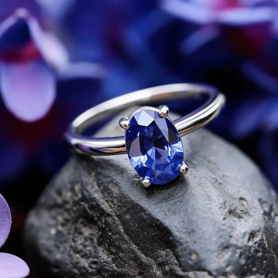 Blue Sapphire Oval Ring - Saturn's Elegance | Brahmatells by Brahmatells