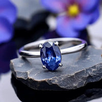 Blue Sapphire Oval Ring - Saturn's Elegance | Brahmatells by Brahmatells