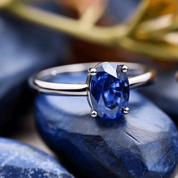 Blue Sapphire Oval Ring - Saturn's Elegance | Brahmatells by Brahmatells