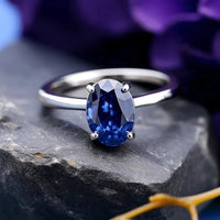 Blue Sapphire Oval Ring - Saturn's Elegance | Brahmatells by Brahmatells