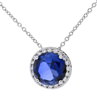 Blue Sapphire Round Pendant - Saturn's Elegance | Brahmatells by Brahmatells