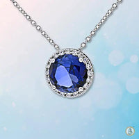 Blue Sapphire Round Pendant - Saturn's Elegance | Brahmatells by Brahmatells