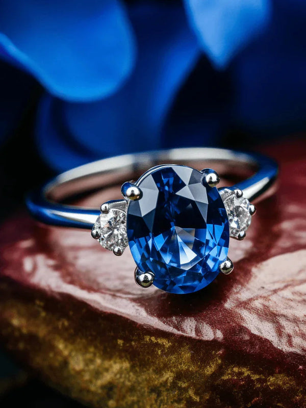 Blue Sapphire Soft-Edge Ring - Saturn's Gentle Touch | Brahmatells - BrahmatellsStore