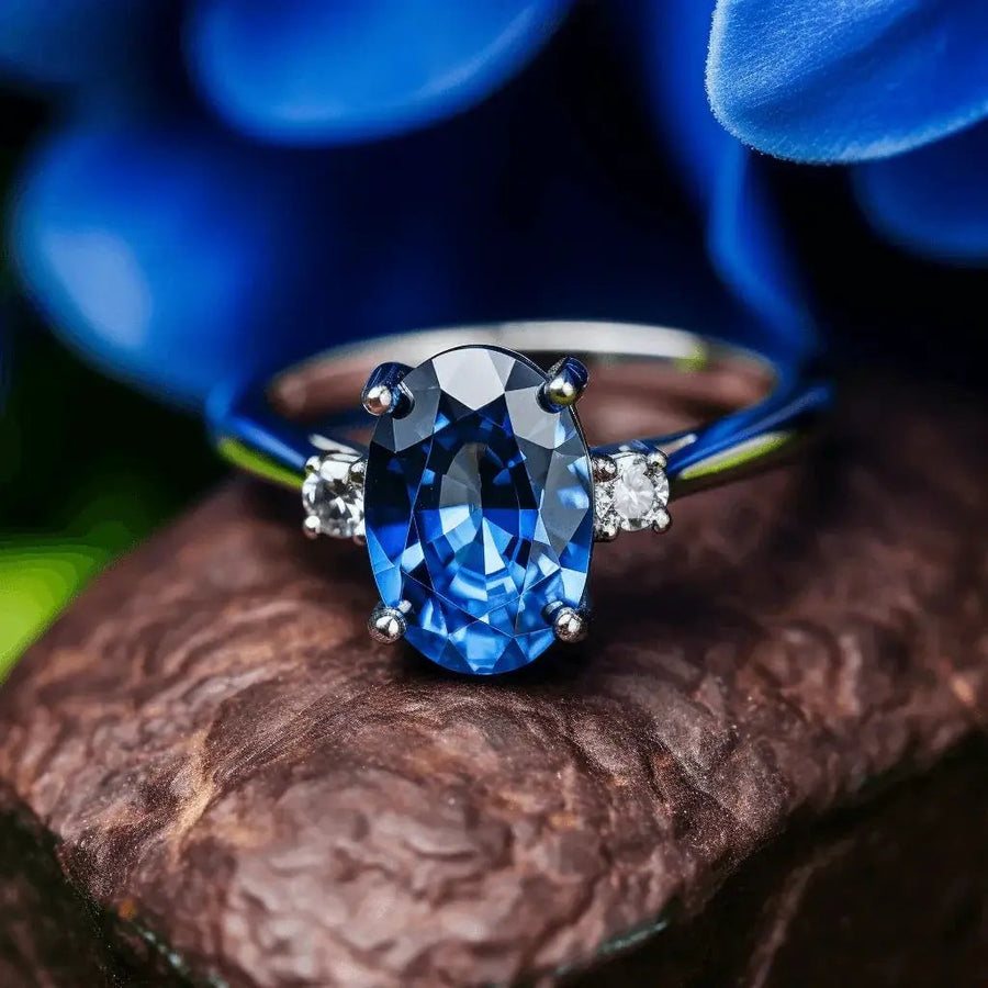 Blue Sapphire Soft-Edge Ring - Saturn's Gentle Touch | Brahmatells by Brahmatells