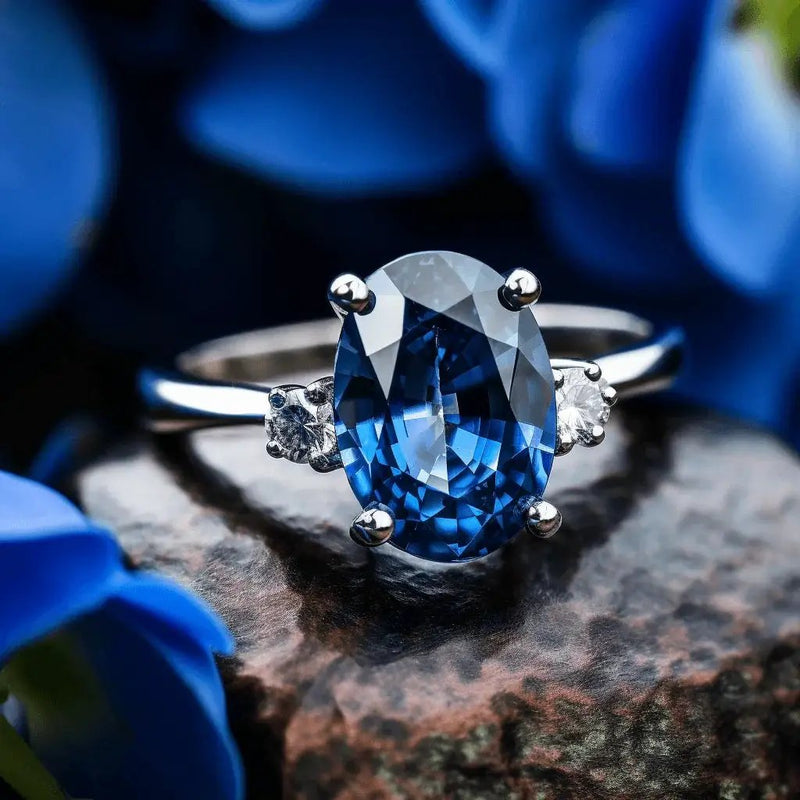 Blue Sapphire Soft-Edge Ring - Saturn's Gentle Touch | Brahmatells by Brahmatells