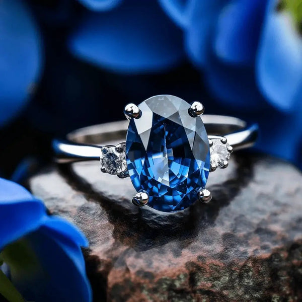 Blue Sapphire Square Ring - Saturn's Strength | Brahmatells by Brahmatells