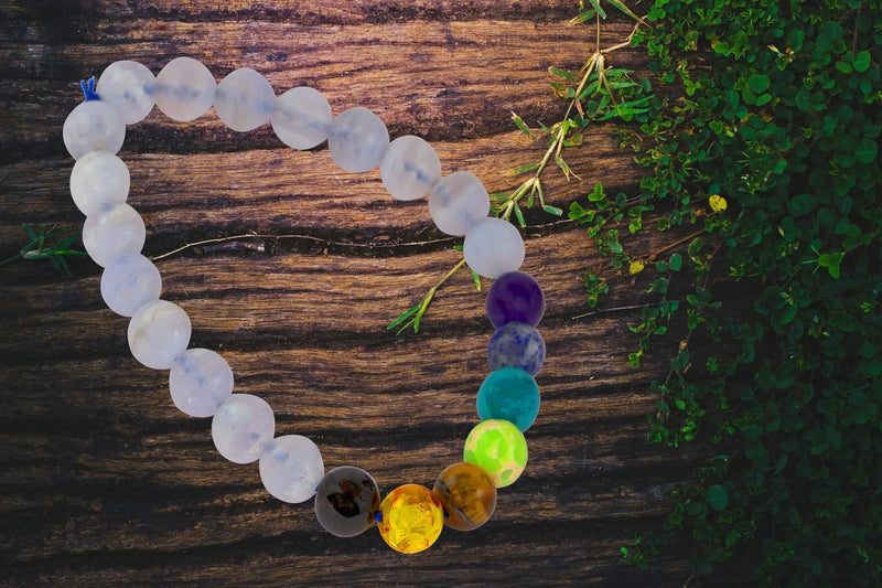 Brahmatells Blue Lace Agate & 7 Chakra Bracelet | Peace & Balance by Brahmatells