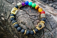 Brahmatells Lava Rock 7 Chakra Bracelet with Charms – Embrace Balance and Style by Brahmatells