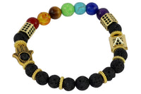 Brahmatells Lava Rock 7 Chakra Bracelet with Charms – Embrace Balance and Style by Brahmatells
