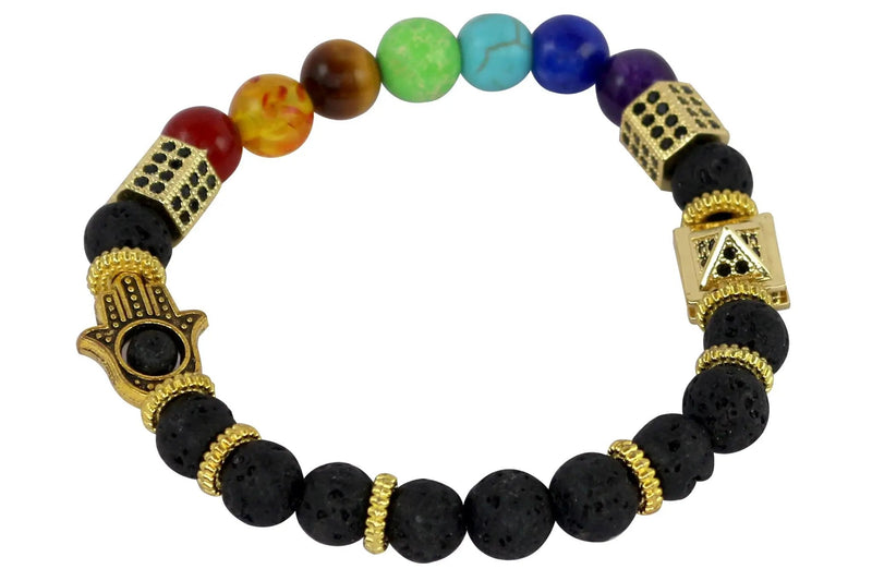 Brahmatells Lava Rock 7 Chakra Bracelet with Charms – Embrace Balance and Style by Brahmatells