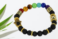 Brahmatells Lava Rock 7 Chakra Bracelet with Charms – Embrace Balance and Style by Brahmatells