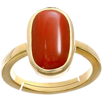 Brahmatells Red Coral Capsule-Cherry-Red Ring in Golden Setting: Mars-Infused Elegance by Brahmatells