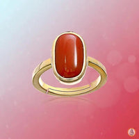Brahmatells Red Coral Capsule-Cherry-Red Ring in Golden Setting: Mars-Infused Elegance by Brahmatells