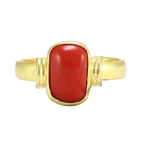 Brahmatells Red Coral Capsule-Deep-Red Ring in Golden Setting: Unleash Mars' Vigor by Brahmatells