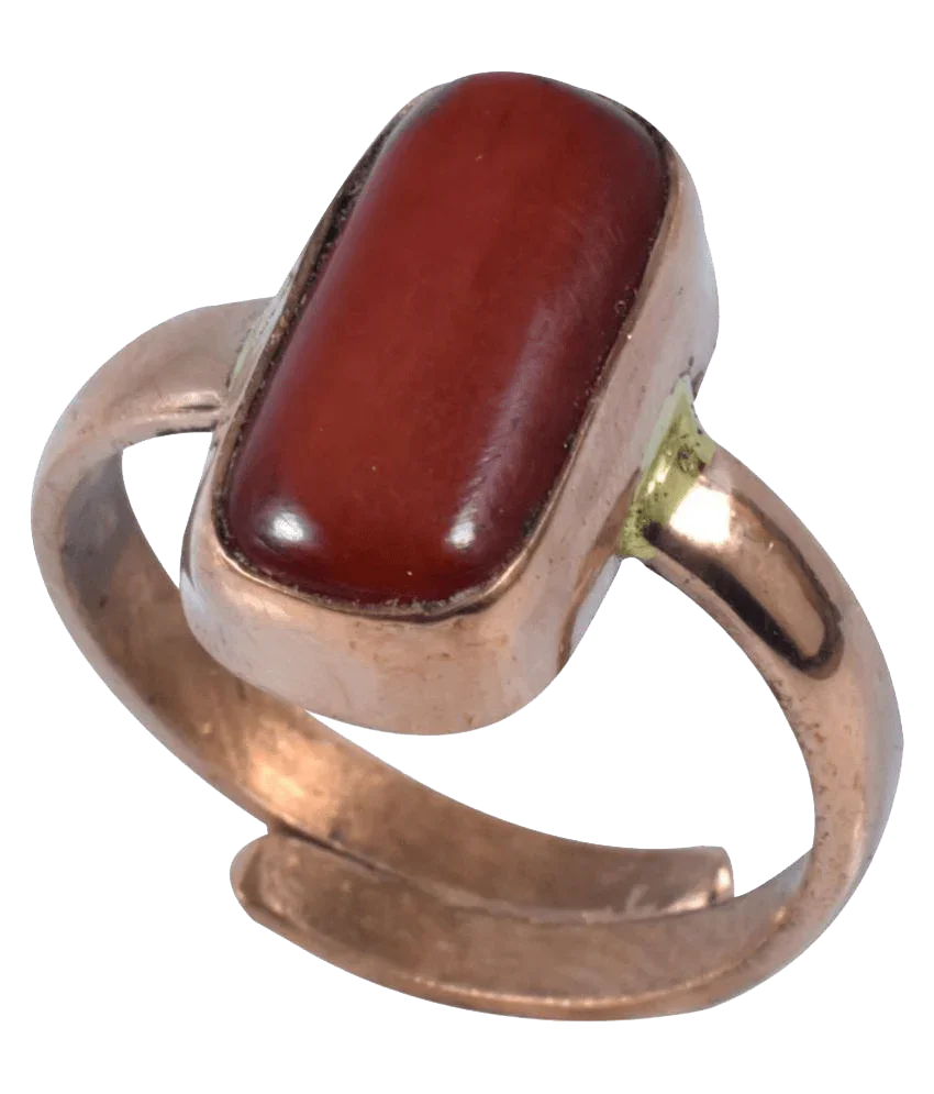 Brahmatells Red Coral Capsule-Maroon-Red Ring: Mars-Infused Gemstone for Empowerment by Brahmatells