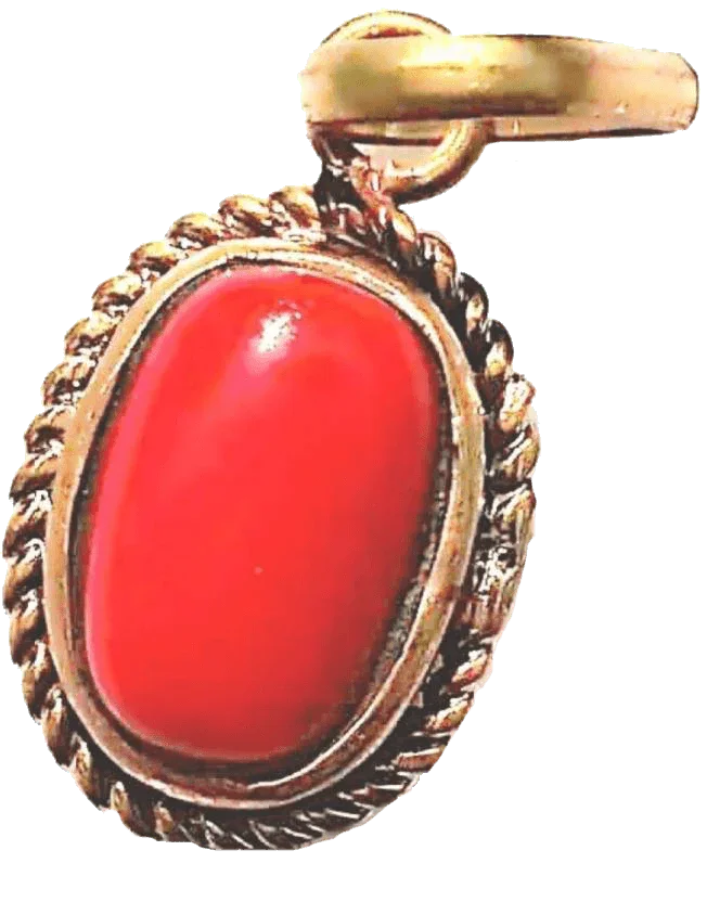 Brahmatells Red Coral Capsule-Rose-Red Pendant: Mars-Inspired Gem for Empowerment by Brahmatells