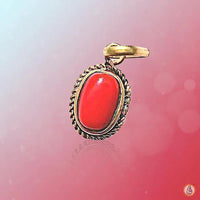 Brahmatells Red Coral Capsule-Rose-Red Pendant: Mars-Inspired Gem for Empowerment by Brahmatells