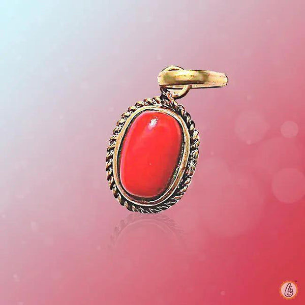Brahmatells Red Coral Capsule-Rose-Red Pendant: Mars-Inspired Gem for Empowerment by Brahmatells