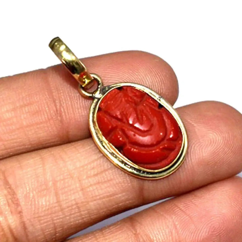 Brahmatells Red Coral Ganesha: Mars-Enhanced Gemstone for Prosperity by Brahmatells