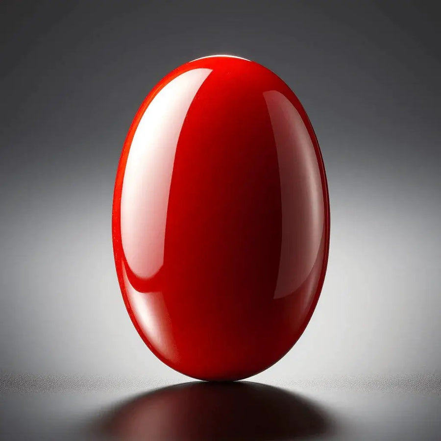 Brahmatells Red Coral Oval-Apple-Red: Mars-Aligned Gemstone for Strength by Brahmatells