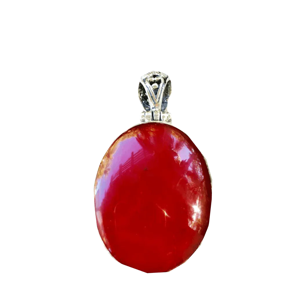 Brahmatells Red Coral Oval-Light-Red Pendant: Harness the Power of Mars by Brahmatells
