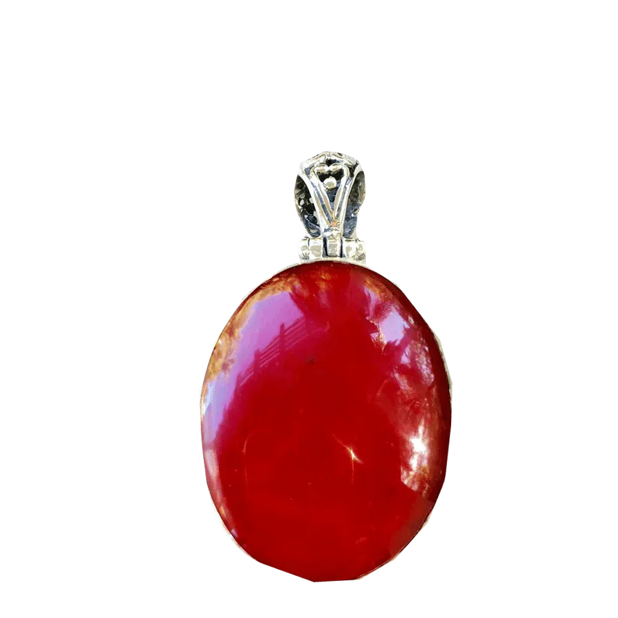 Brahmatells Red Coral Oval-Light-Red Pendant: Harness the Power of Mars by Brahmatells
