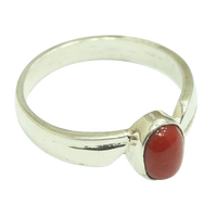 Brahmatells Red Coral Oval Ring in Silver Setting by Brahmatells