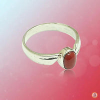 Brahmatells Red Coral Oval Ring in Silver Setting by Brahmatells