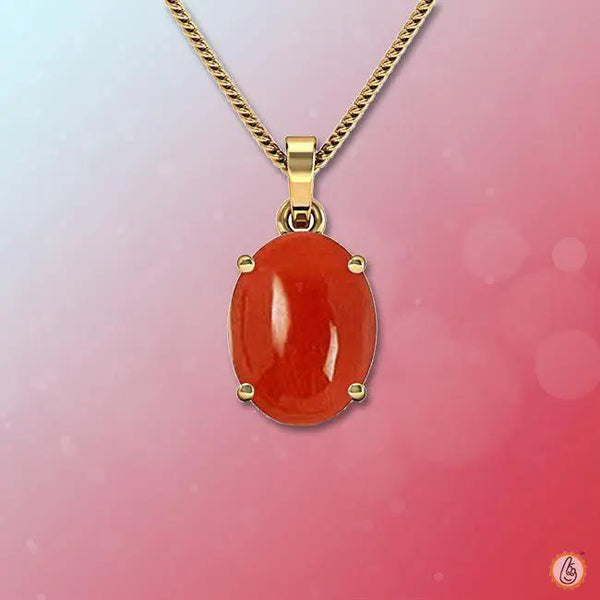 Brahmatells Red Coral Oval-Tomato-Red Pendant: Mars-Inspired Gemstone for Empowerment by Brahmatells
