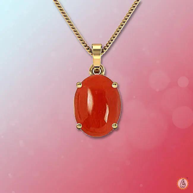 Brahmatells Red Coral Oval-Tomato-Red Pendant: Mars-Inspired Gemstone for Empowerment by Brahmatells
