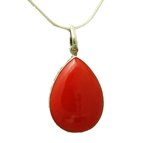 Brahmatells Red Coral Pear-Drop-Cherry-Red Pendant: Mars-Infused Elegance by Brahmatells
