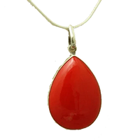 Brahmatells Red Coral Pear-Drop-Cherry-Red Pendant: Mars-Infused Elegance by Brahmatells