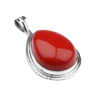 Brahmatells Red Coral Pear-Drop-Crimson-Red Pendant: Mars-Inspired Gemstone by Brahmatells