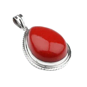 Brahmatells Red Coral Pear-Drop-Crimson-Red Pendant: Mars-Inspired Gemstone by Brahmatells