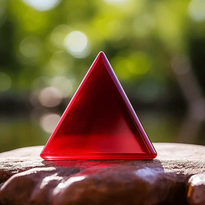 Brahmatells Red Coral Triangle-Apple-Red: Mars-Inspired Gemstone by Brahmatells
