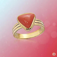 Brahmatells Red Coral Triangle-Apple-Red Ring in Golden Setting: A Mars-Inspired Gemstone by Brahmatells