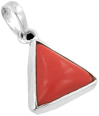 Brahmatells Red Coral Triangle-Apple-Red Silver Pendant: A Mars-Inspired Gemstone by Brahmatells