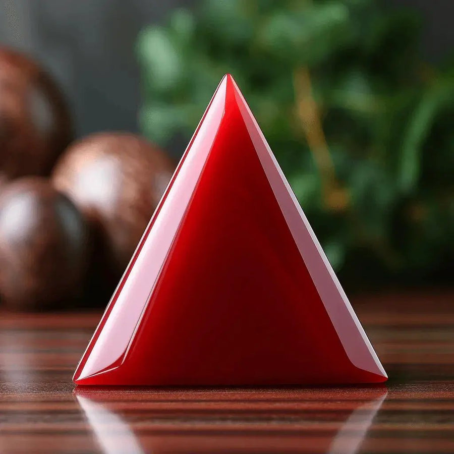 Brahmatells Red Coral Triangle-Apple-Red Silver Pendant: A Mars-Inspired Gemstone by Brahmatells