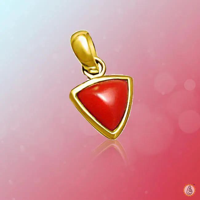 Brahmatells Red Coral Triangle-Cherry-Red Pendant: A Mars-Inspired Astrological Accessory by Brahmatells