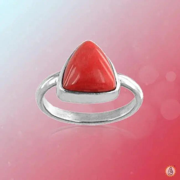 Brahmatells Red Coral Triangle-Cherry-Red Ring: A Mars-Inspired Astrological Jewel by Brahmatells
