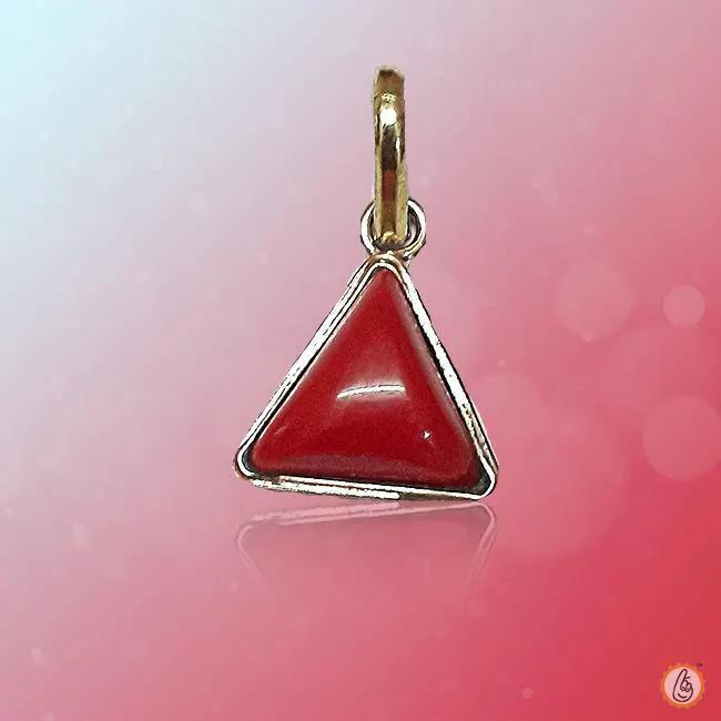 Brahmatells Red Coral Triangle-Crimson-Red Pendant: A Mars-Inspired Astrological Accessory by Brahmatells