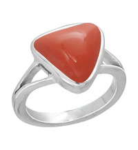 Brahmatells Red Coral Triangular-Blood-Red Ring: A Mars-Inspired Astrological Jewel by Brahmatells