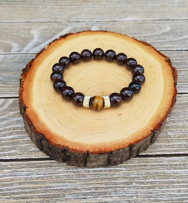 Business Success Bracelet: Tigers Eye & Garnet | Brahmatells Exclusive by Brahmatells