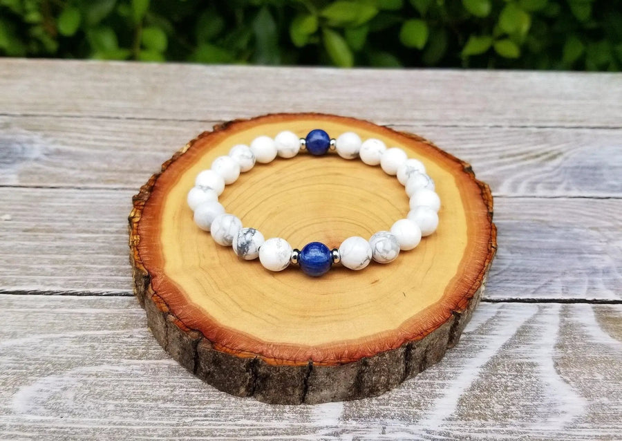 Calming & Focus Bracelet - Meditation Bracelet, Kyanite, Howlite by Brahmatells