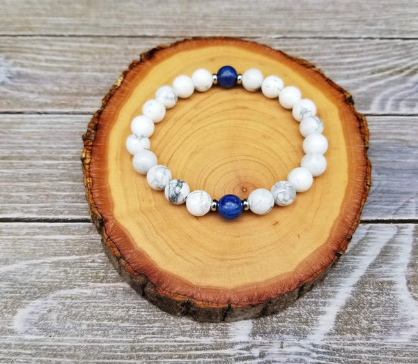 Calming & Focus Bracelet - Meditation Bracelet, Kyanite, Howlite by Brahmatells