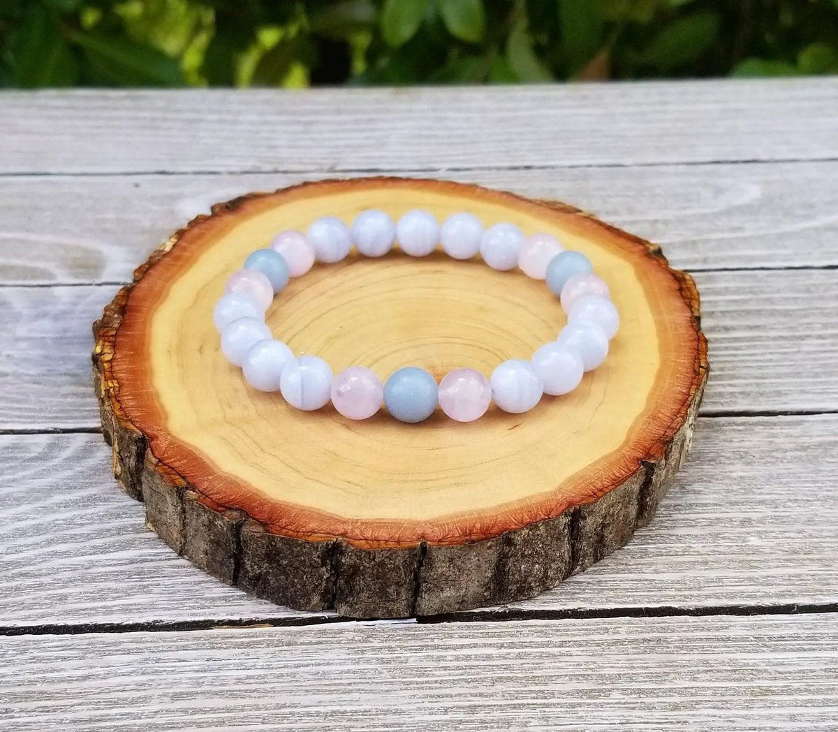 Calming Peace Bracelet: Angelite & Amethyst | Brahmatells by Brahmatells